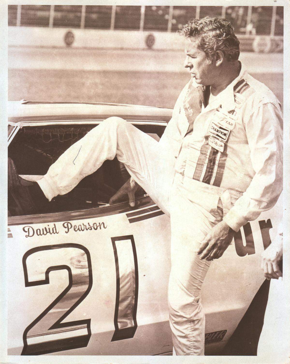 David Pearson’s “Silver Fox” nickname was derived both from his prematurely gray hair and his craftiness on the racetrack. This photo was made in 1976, when Pearson was 41.