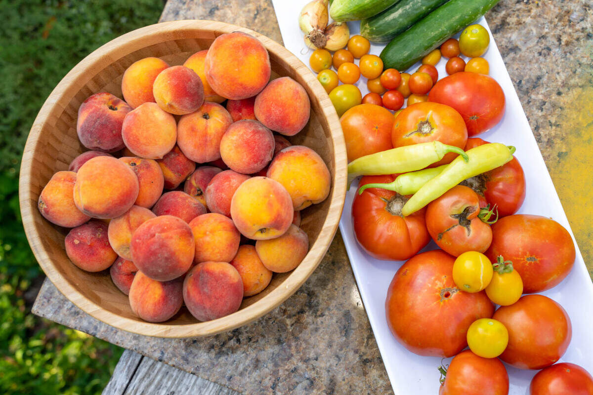 Produce harvested from the backyard garden of Joey Hewell and Scott Lindsley in NoDa.