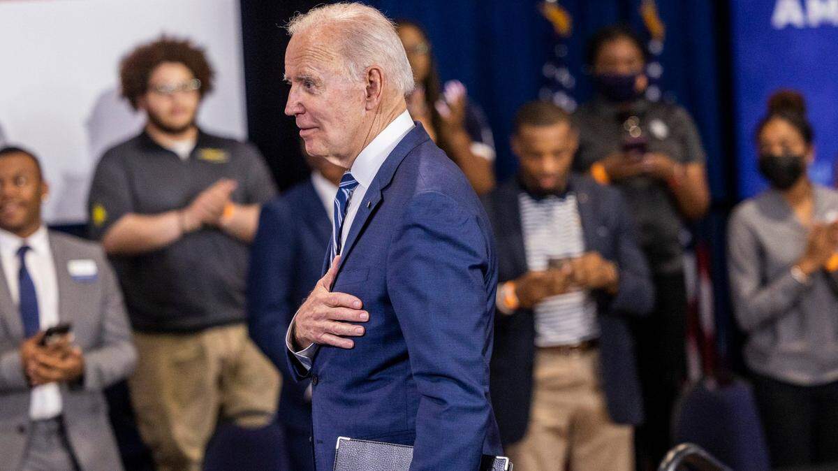 President Joe Biden leaves the stage after speaking about the economy during a visit to North Carolina A&T State University in Greensboro Thursday, April 14, 2022.