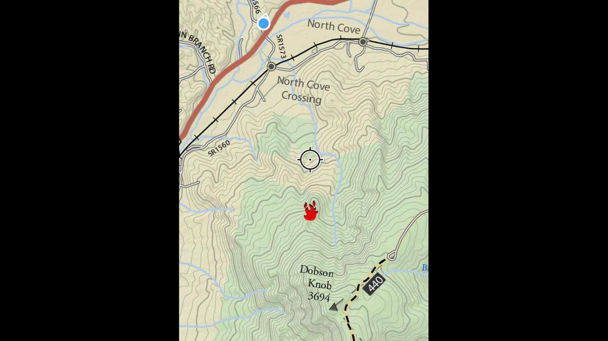 The fire burned Saturday, July 29, 2023, on the north side of Dobson Knob near the North Cove community. The area of McDowell County is rocky and remote and has a history of wildfires, rangers said.
