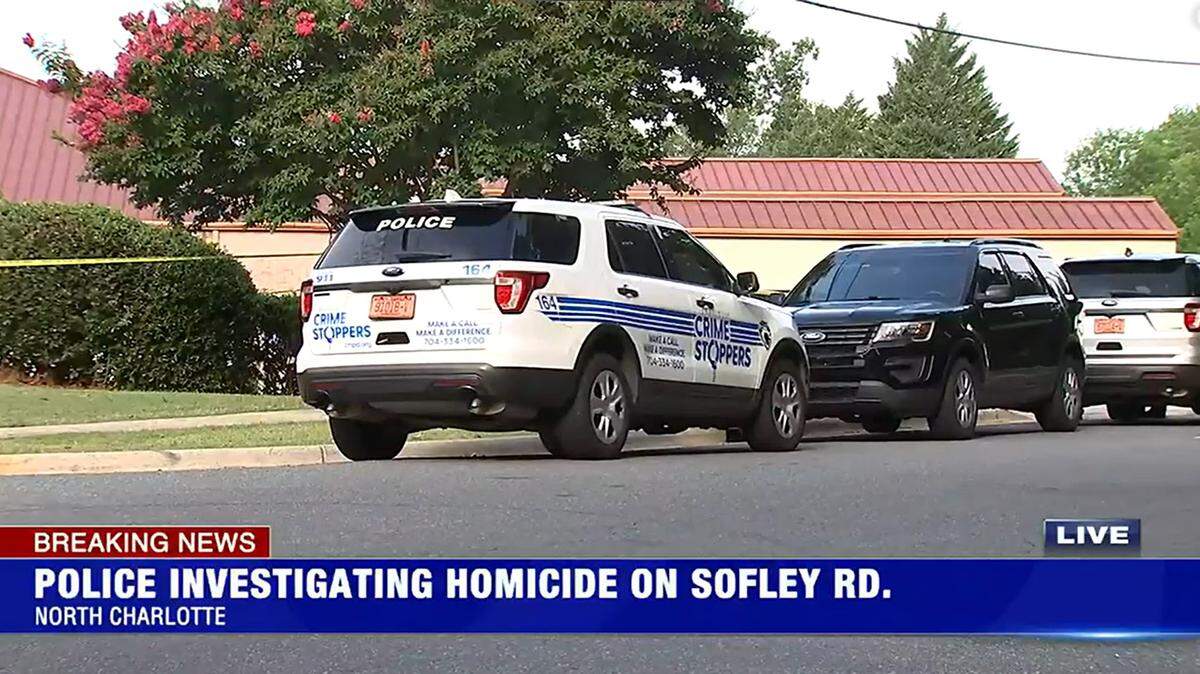 Charlotte-Mecklenburg Police are at the scene of a homicide on Sofley Road on Thursday, July 7, 2022.