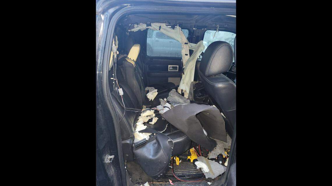 A bear destroyed the interior of a car after being locked inside, NC officials say.