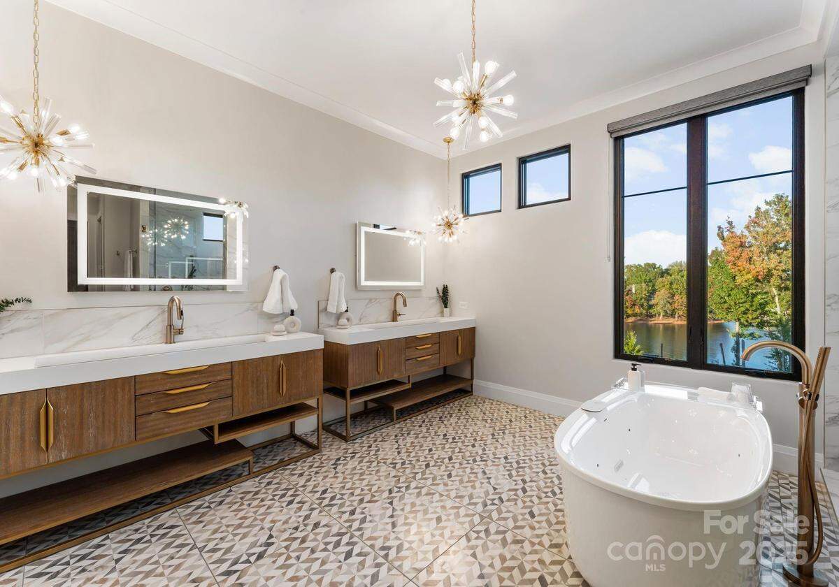 A bathroom is shown in the mansion on Cape Cod Way in Mooresville.