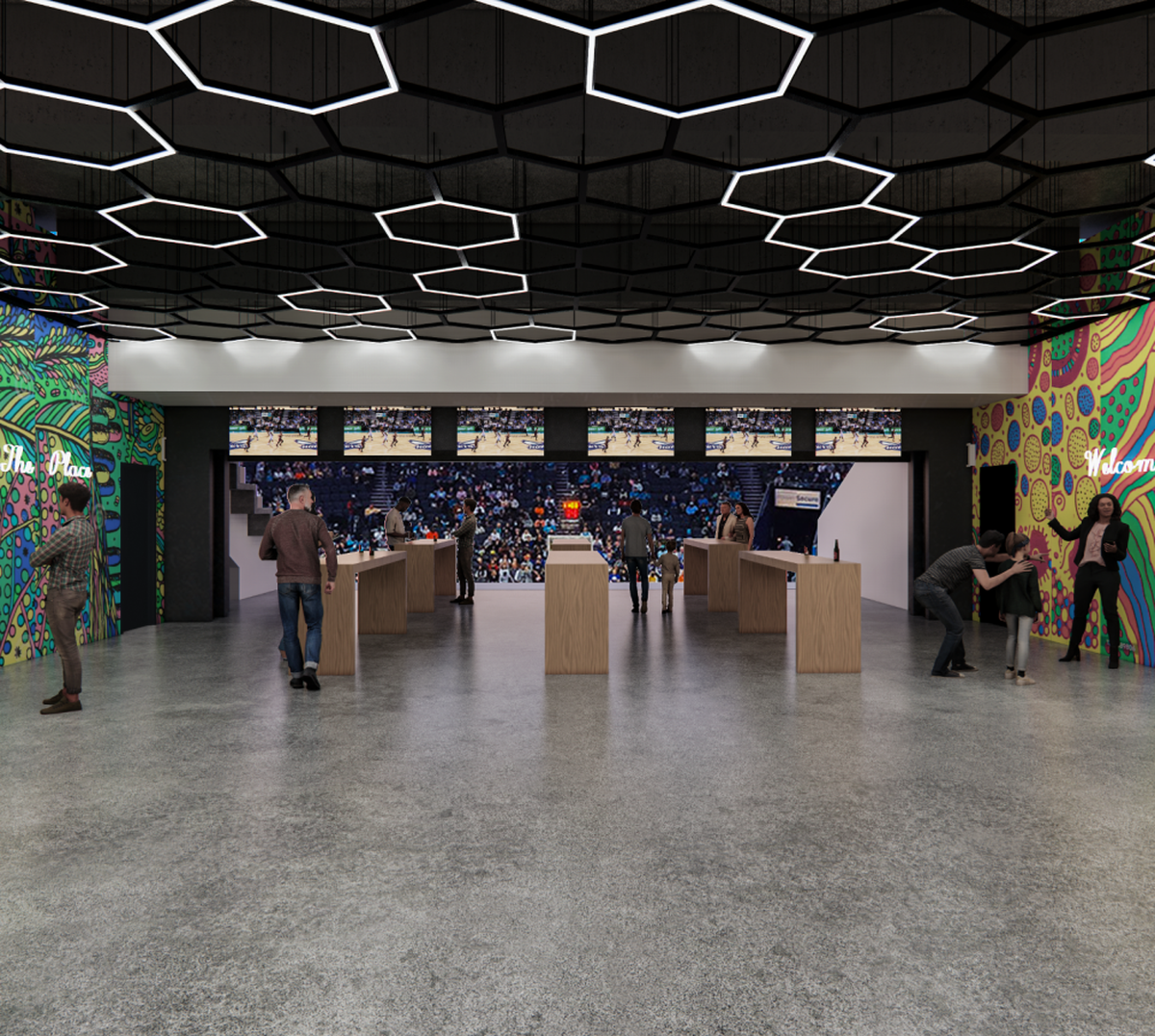 Gathering spaces with more visibility to games and events are included in renovation plans at Spectrum Center.