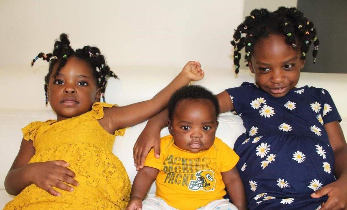 Julia Nsiamfumu, 4, Seth Nsiamfumu, 18 months and Hope Nsiamfumu, 5