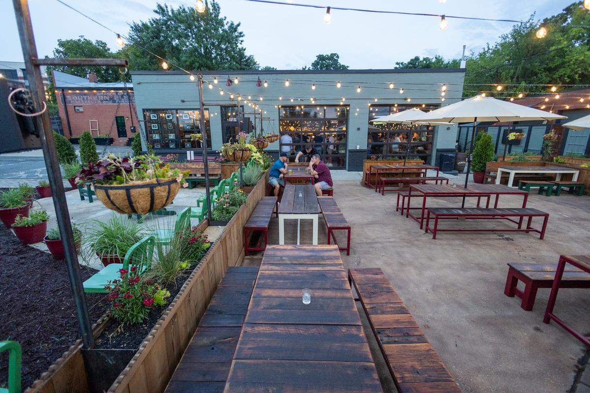 The patio seating at the new Tyber Creek location.