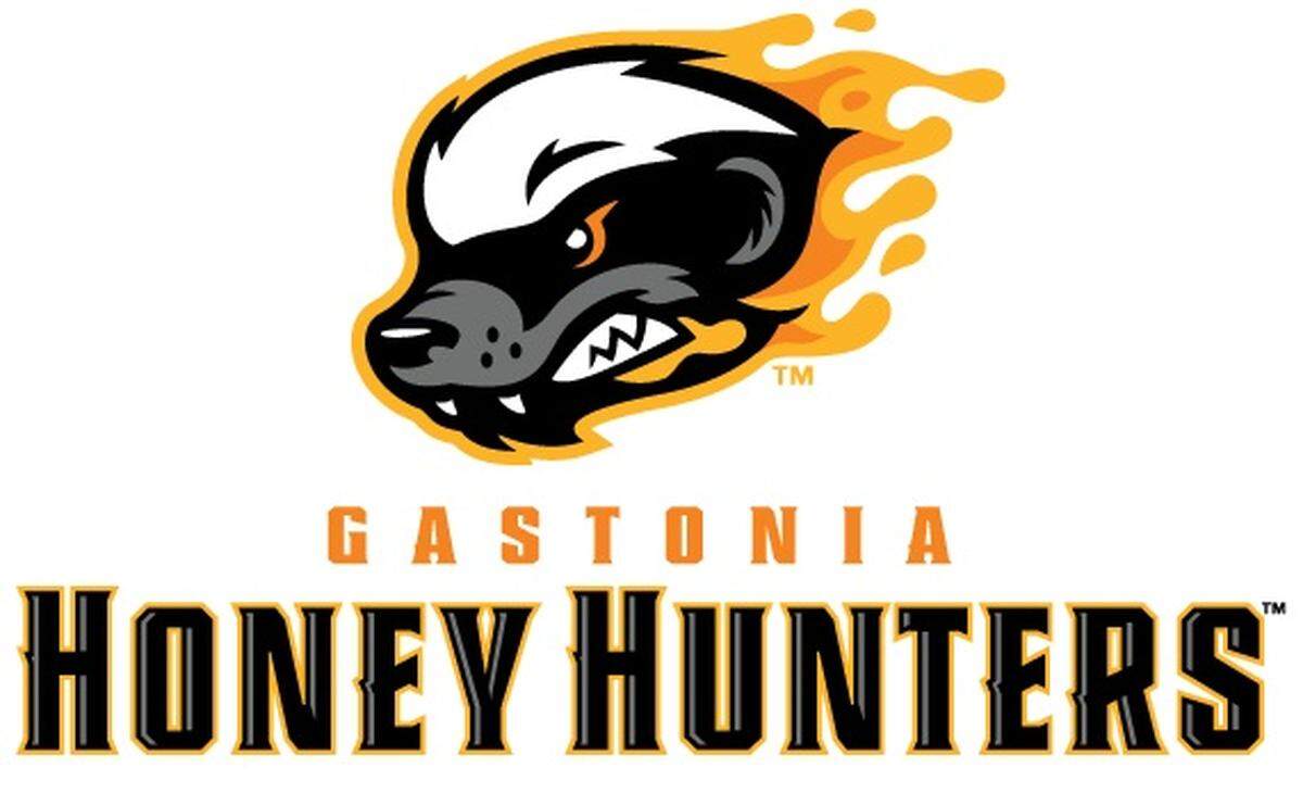 The primary logo for the Gastonia Honey Hunters, a new baseball team set to begin play in the Atlantic League in 2021.