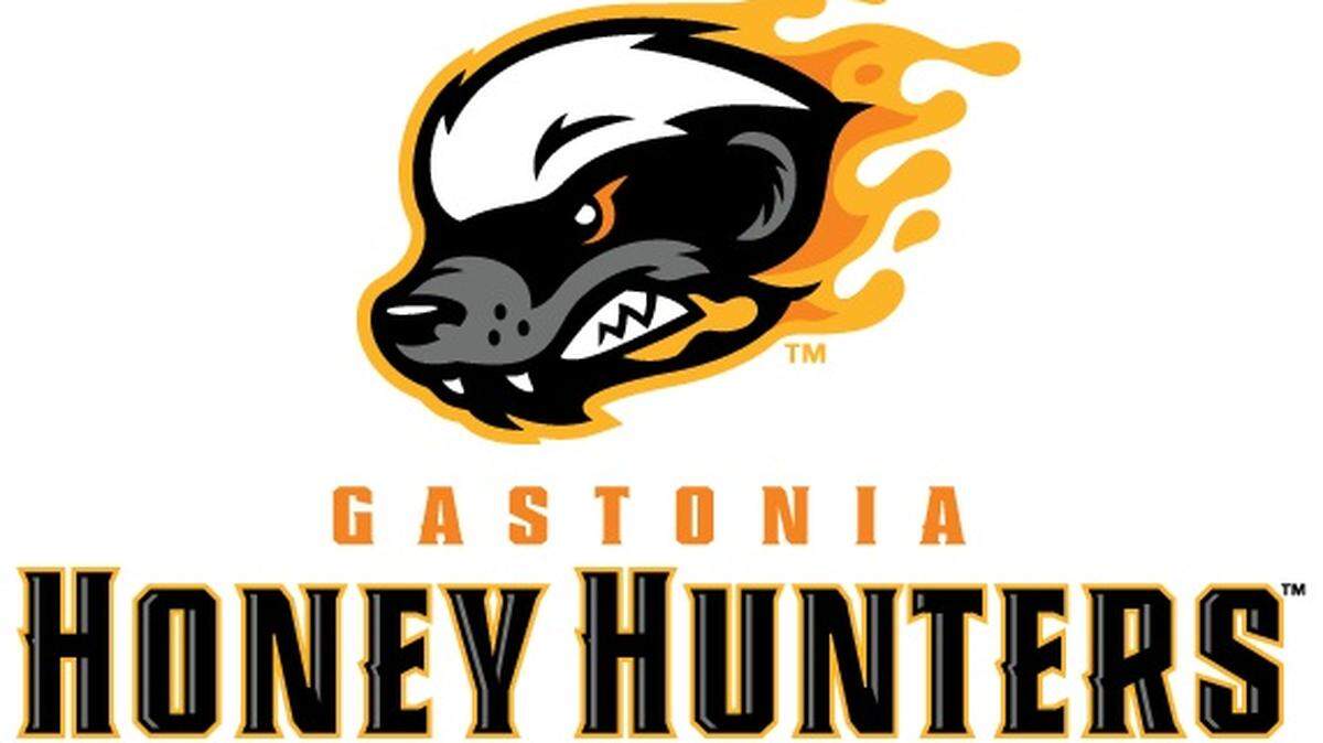 The primary logo for the Gastonia Honey Hunters, a new baseball team set to begin play in the Atlantic League in 2021.