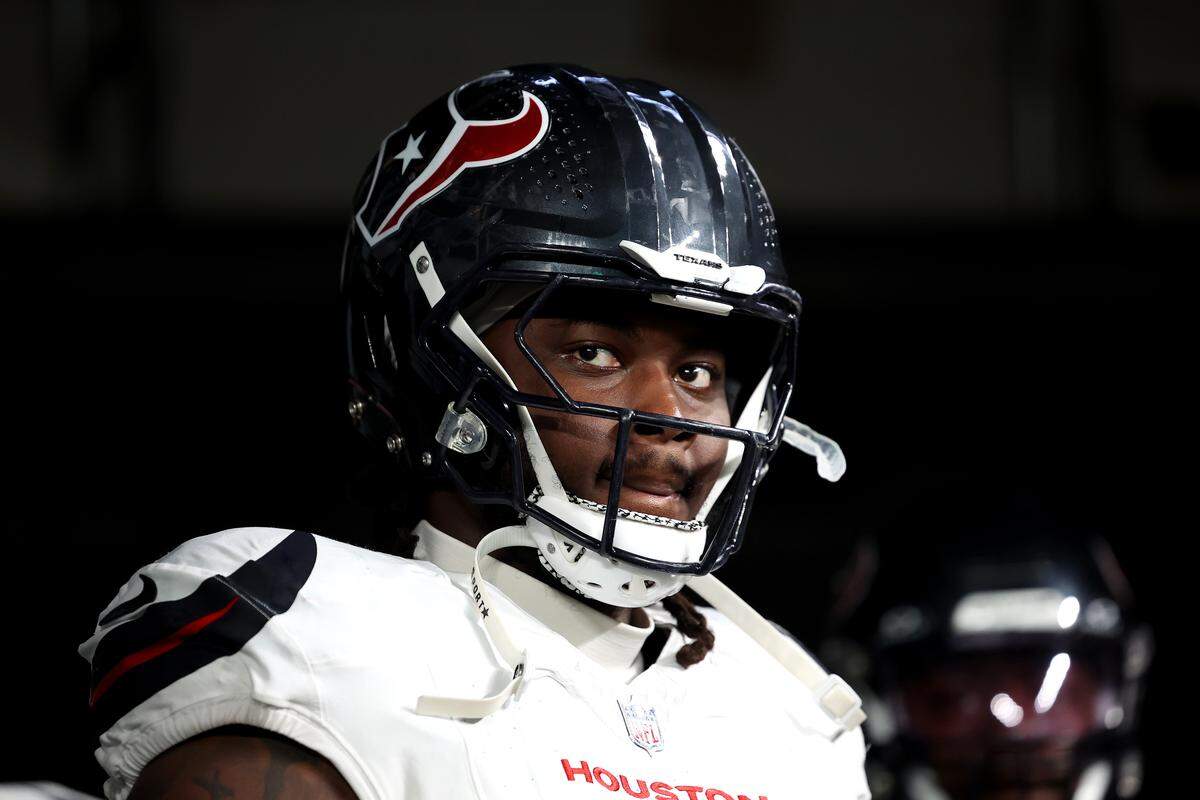 Kenyon Green, seen here as a member of the Houston Texans, looks on against the New York Jets at MetLife Stadium on Oct. 31, 2024 in East Rutherford, New Jersey. 