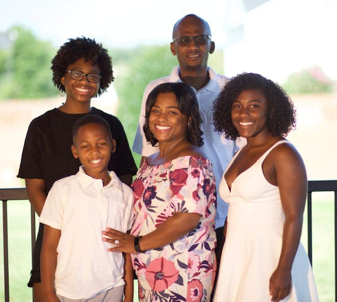 Diamond Staton-Williams, a nurse from Harrisburg, with her family. A Democrat, Williams is a member of the Harrisburg Town Council. She faced Republican Brian Echevarria, a first-time candidate.