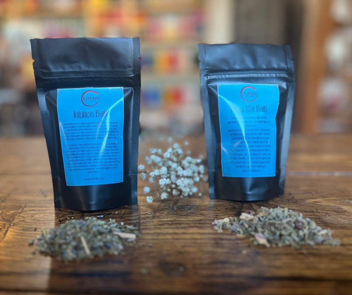 Curio, Craft & Conjure’s herbal bath teas are certified organic.