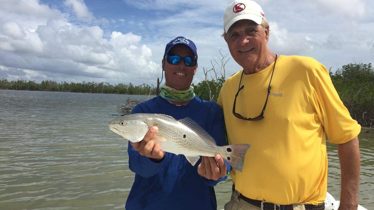 Gus Gustafson, right, with his longtime friend, Rick Rodriguez, on a fishing expedition in the Florida Keys.