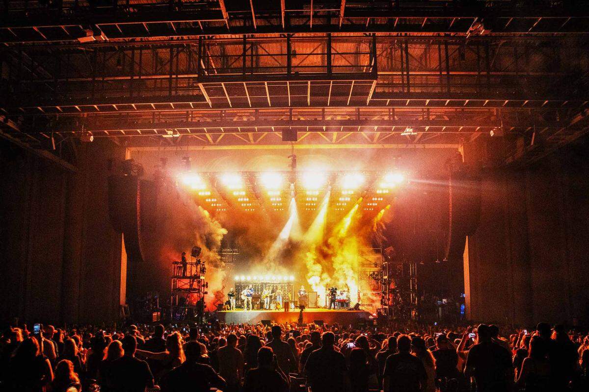 Post Malone performs at PNC Music Pavilion on Monday night.