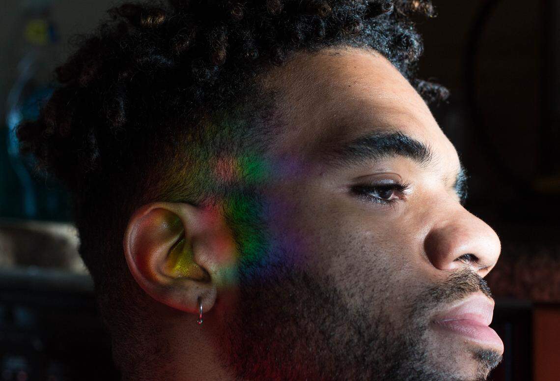 A self portrait by Mikael Owunna.