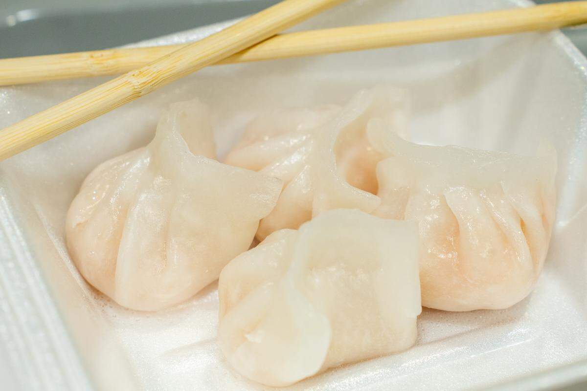 Shrimp Dumplings at Honey Buns at Super G Mart Food Hall in Pineville.