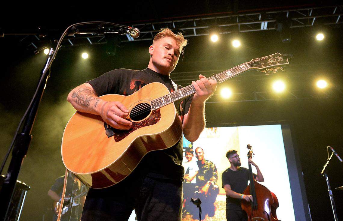 Zach Bryan performs at Friday night's concert at The Fillmore.