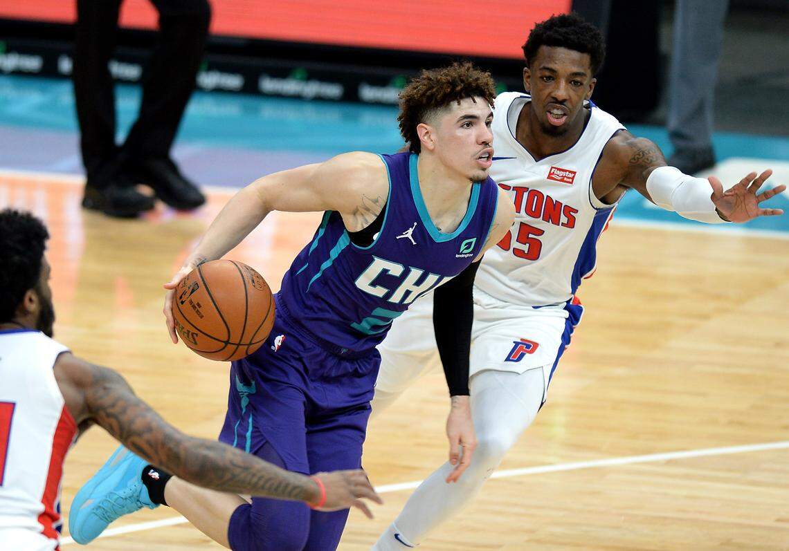 Charlotte Hornets guard LaMelo Ball averaged 16.1 points, 5.9 rebounds and 6.1 assists during his rookie season through 41 games.