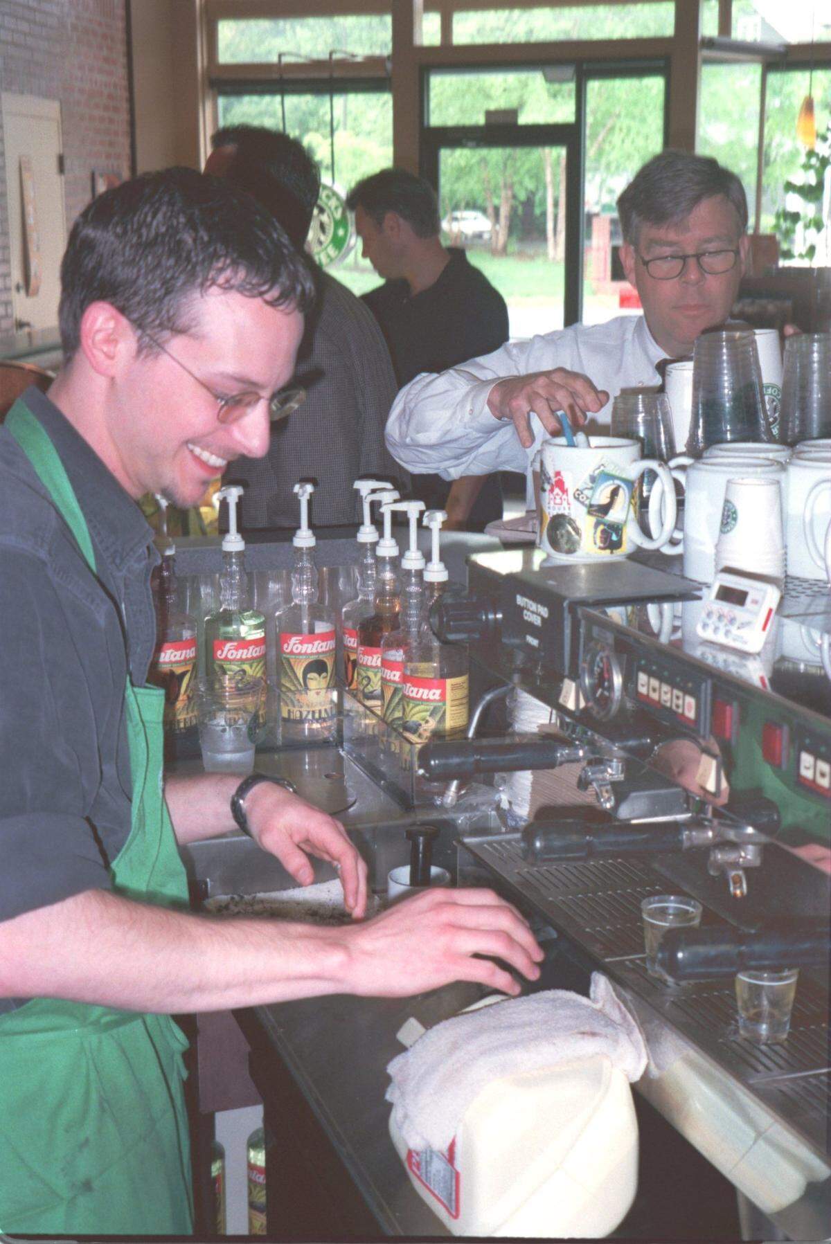 Chad Edwards makes a latte at Starbucks on 7th Street in April 1998. The caption in The Charlotte Observer stated that Edwards sang and wrote songs for the band Lou Ford.