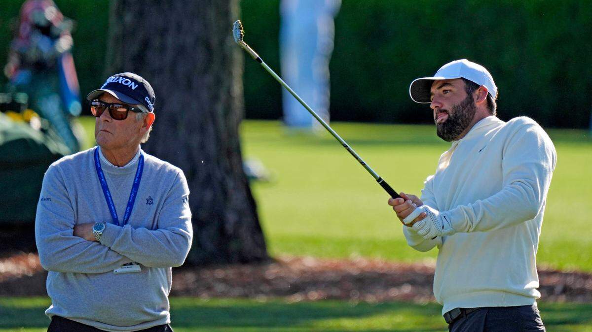 Scottie Scheffler walks up to the practice area during Tuesday's practice round for the Masters Tournament at Augusta National Golf Club. 