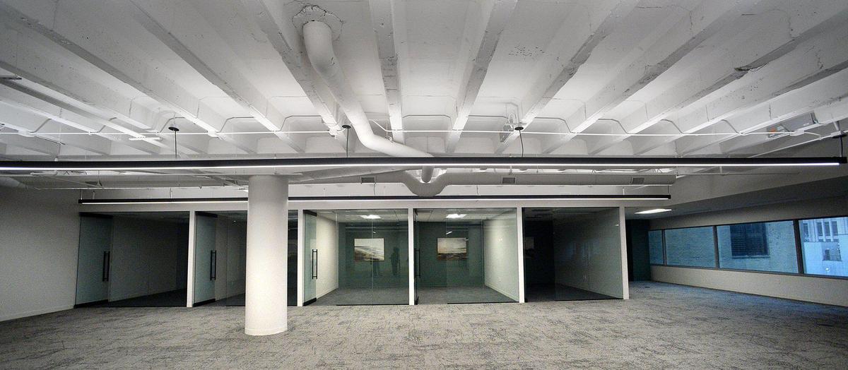 One Independence Center still has “spec suites” available, like this one, on the fifth floor. Crescent Communities decided to create pre-built spaces for new tenants. 
