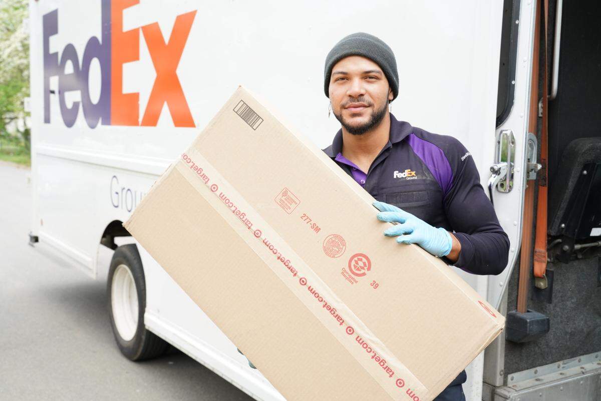We caught up with Yosefry Cabreja delivering packages for FedEx in the Shannon Park neighborhood on Monday, March 30, 2020.