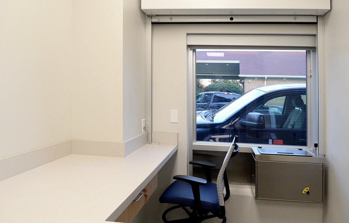 The pharmacy of the C.W. Williams Community Health Center has a drive- through window for its clients.