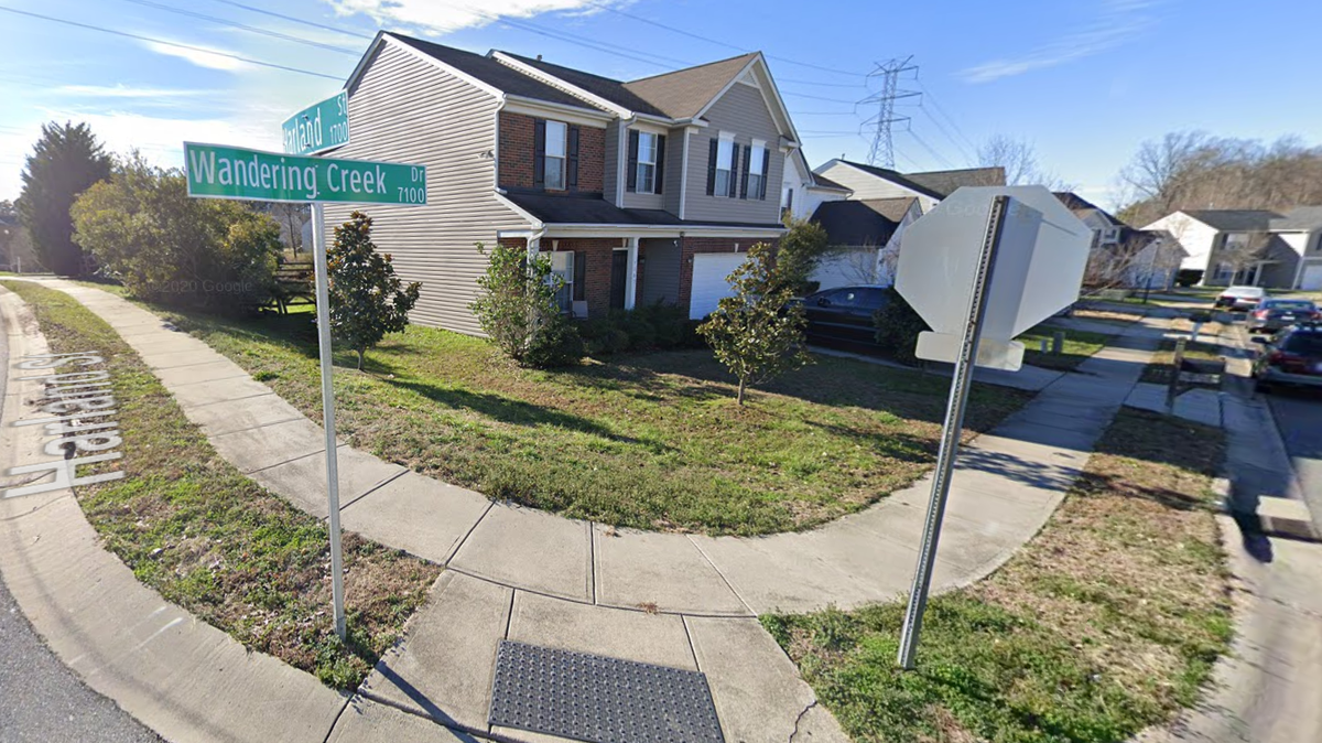 A Duke Energy lineman died on the job in northwest Charlotte on Wednesday afternoon. Part of the street where it happened is shown in this Google image.