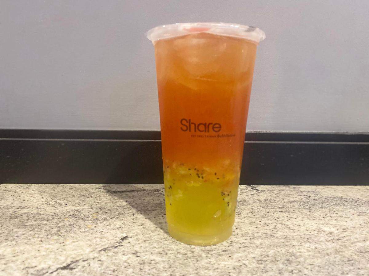 A Strawberry Kiwi Tea with Aiyu jelly at Sharetea.