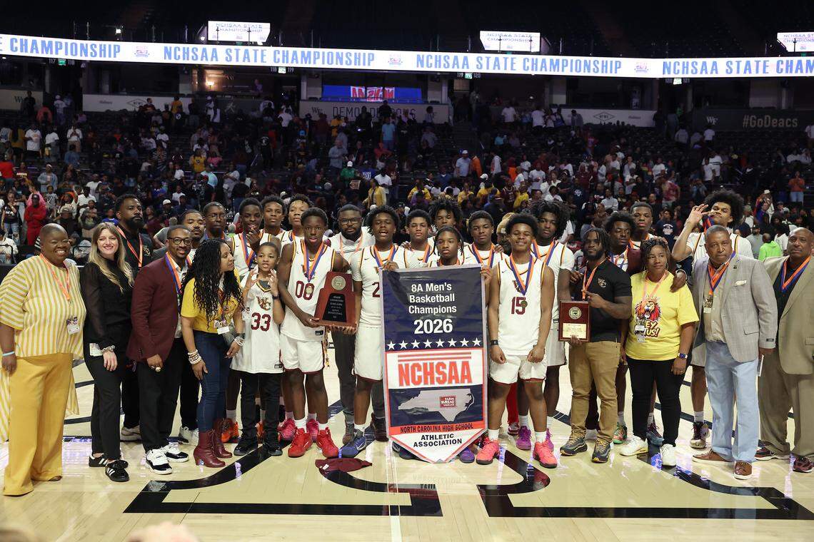 The West Charlotte Lions defeated Hoggard 70-68 to win the NCHSAA 8A state championship game at Lawrence Joel Veterans Memorial Coliseum in Winston-Salem, North Carolina, on Wednesday, March 11, 2026. 