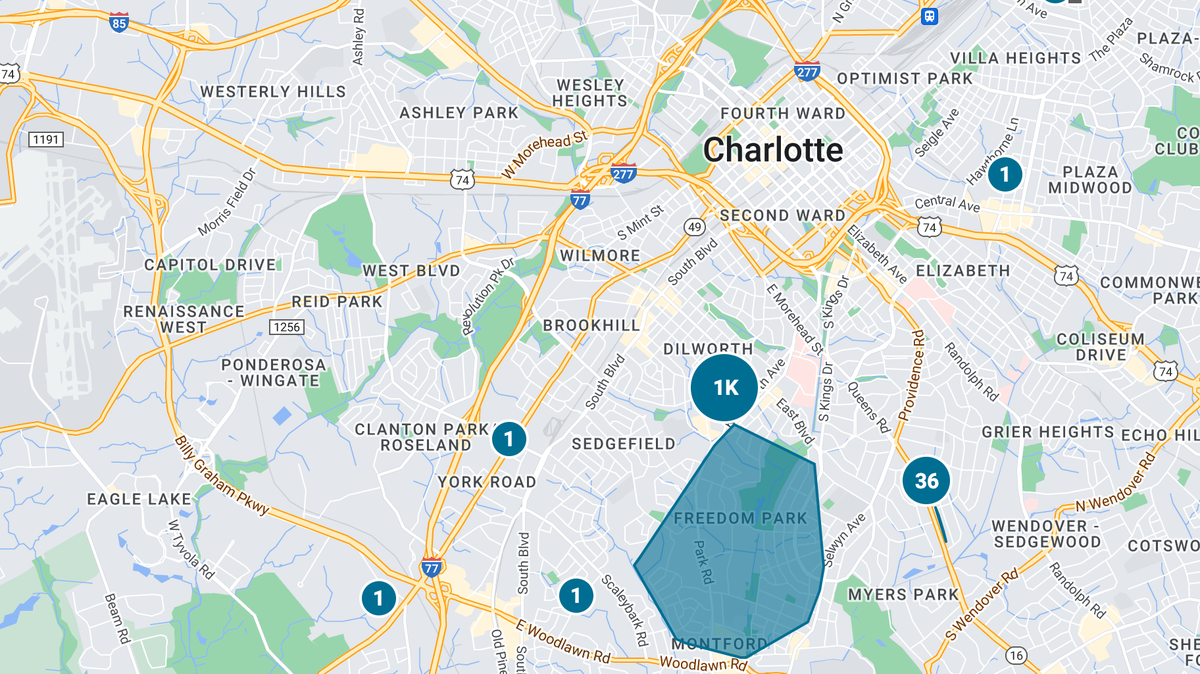 Duke Energy crews were expected to be working near Scott Avenue and Kenliworth Avenue in Charlotte’s Dilworth neighborhood until about 5 p.m. Wednesday, June 28, 2023.