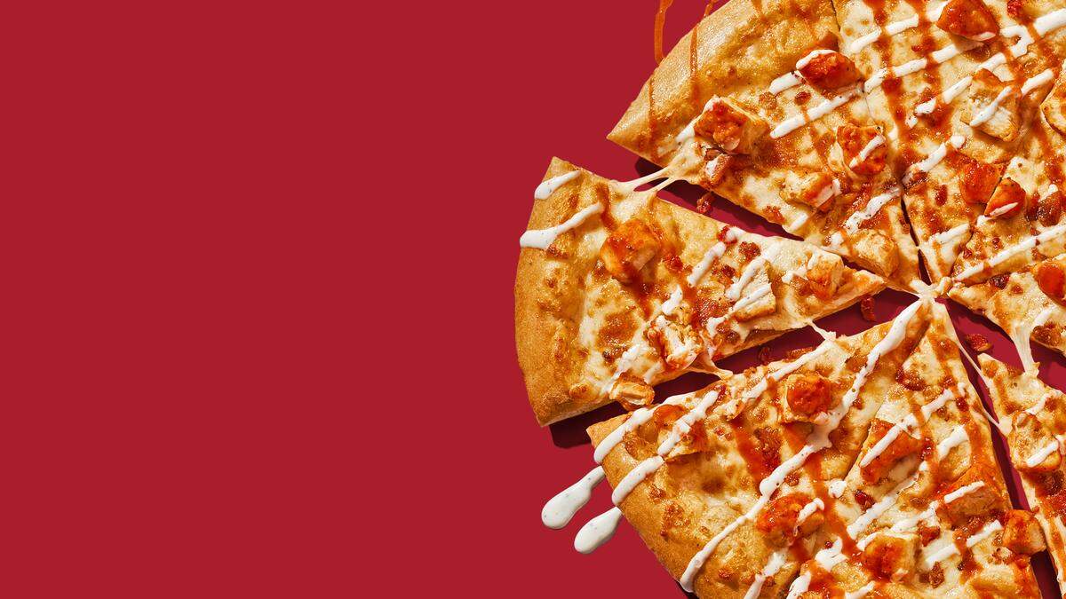 Buffalo chicken pizza from Toppers Pizza.