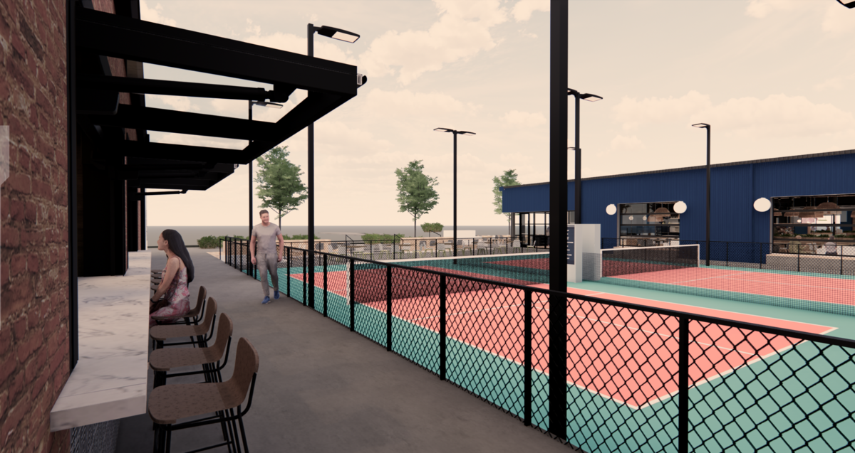 Rally’s plans call for an outdoor bar adjacent to its pickleball courts.