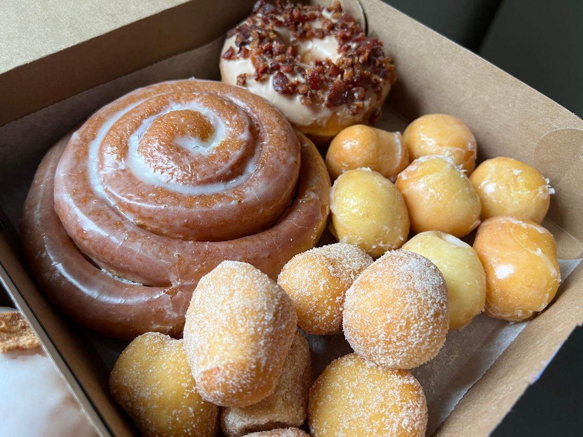 An assortment of doughnuts from Yummm Donuts.