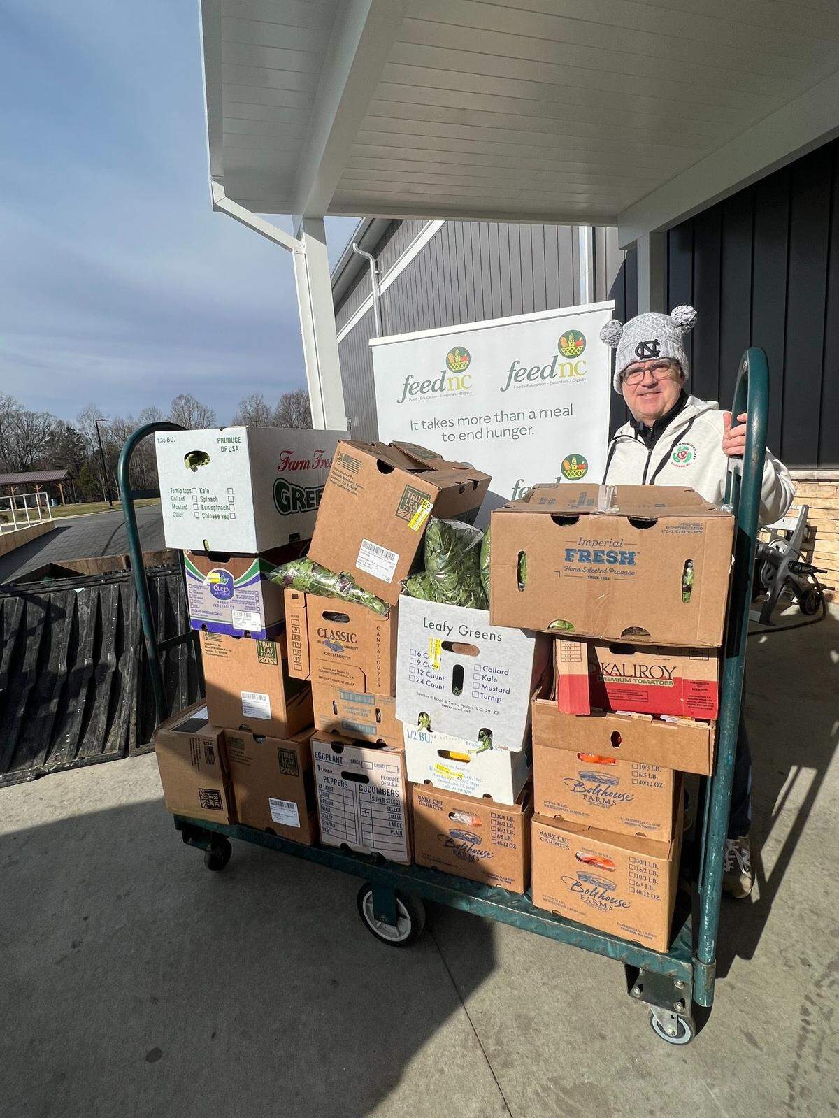 Brendan Kelly drops off food at FeedNC in Mooresville.