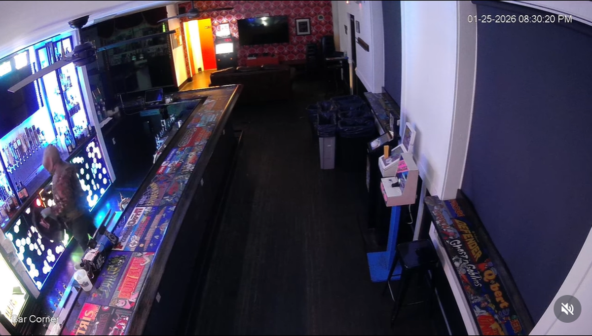 Super Abari Game Bar on Seigle Avenue is asking the public to help identify a man who was caught on camera breaking into the bar and stealing bottles of liquor.