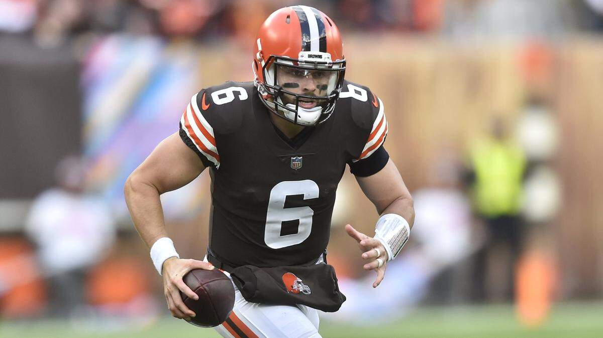 Cleveland quarterback Baker Mayfield (6) is looking for a new home after the Browns traded for Deshaun Watson.