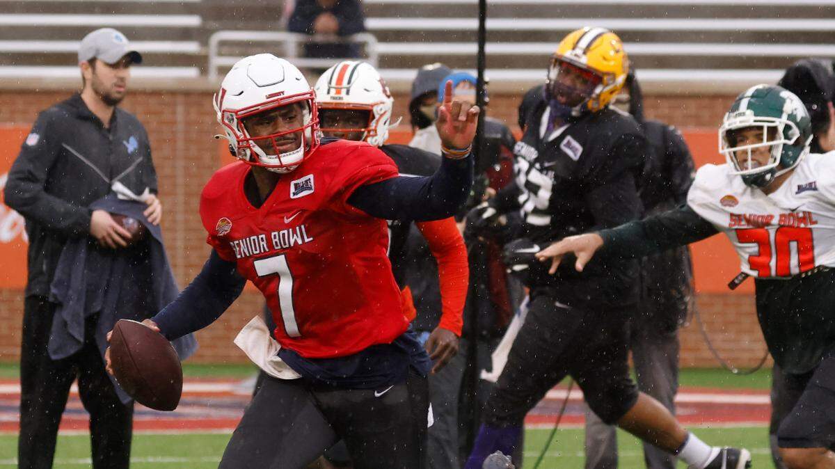 Liberty quarterback Malik Willis (7) impressed at the Senior Bowl last week.