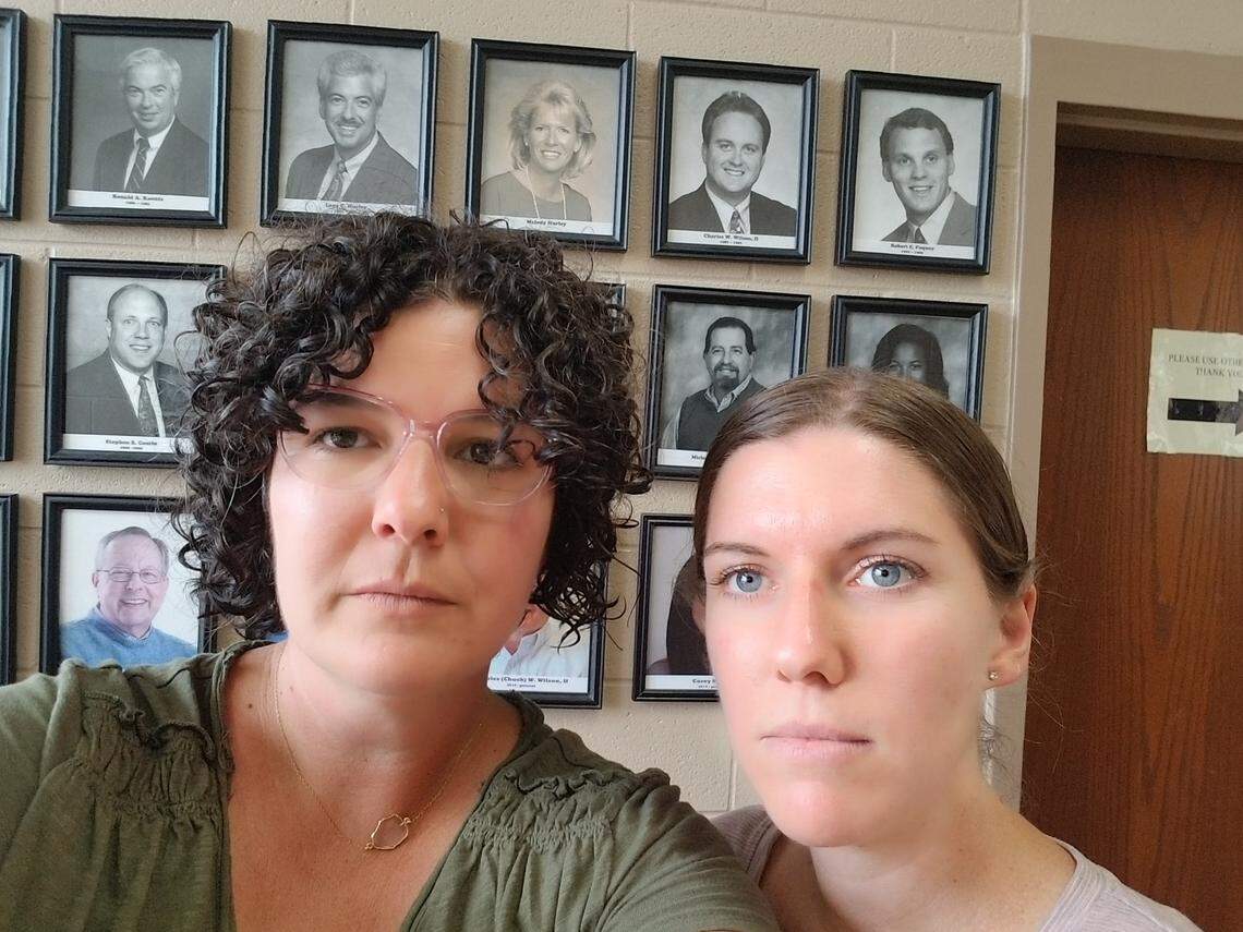 “It’s been a journey for us as sisters to find our voice. And to .... be able to share the possibilities of what can happen when the truth is told,” said Miracle Balsitis (left). She and her sister Amanda Johnson (right) visited Matthews United Methodist Church in July to see whether the photo of their father, Lane Hurley, was still on the church wall.