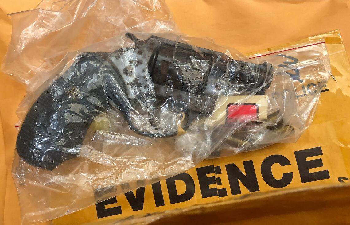 The gun used to shoot Cherica Adams is still stored inside a clear baggie in an evidence envelope at the Mecklenburg County Courthouse in Charlotte. Cherica Adams was shot on November 16, 1999, with this .38 special by Van Brett Watkins, who said he was hired by then-Carolina Panthers wide receiver Rae Carruth to kill Adams and her unborn baby. Cherica Adams would die from wounds sustained in the shooting four weeks later, on December 14, 1999.