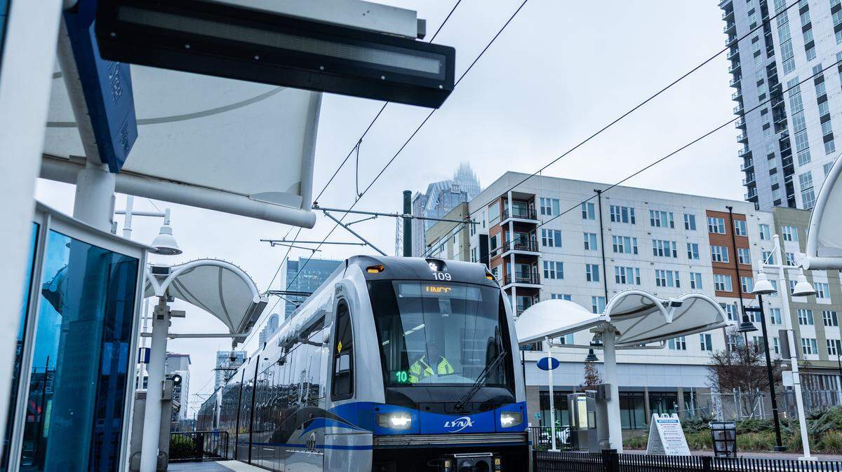 The 9th Street Station stop along the LYNX Blue Line in Charlotte, N.C., on Monday, December 8, 2025.