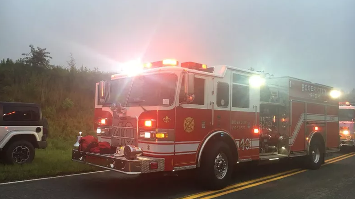 Fire engines were among the vehicles brought to the site of the crash investigation in Lincoln County early Tuesday.