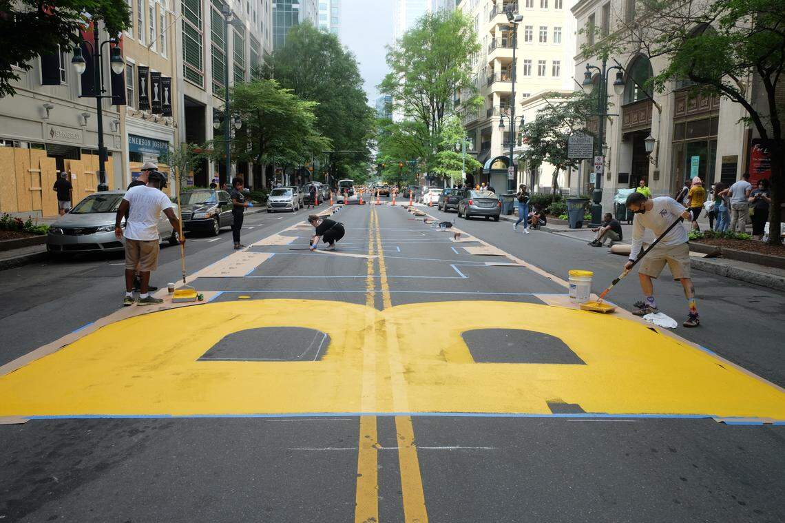 Brand the Moth was among the partners who coordinated the Black Lives Matter mural on South Tryon Street. Artists who worked on the project were Dammit Wesley, Dakotah Aiyanna, Matthew Clayburn, Abel Jackson, Garrison Gist, Owl & Arko, Kyle Mosher, Franklin Kernes, Kiana Mui, Marcus Kiser, Georgie Nakima, Zach McLean, Frankie Zombie, CHD:WCK!, John Hairston and Dari Calamari.