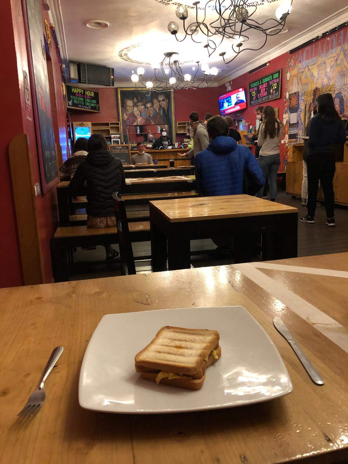 A recent dinner entree served to Matt King at the hostel: an egg sandwich.