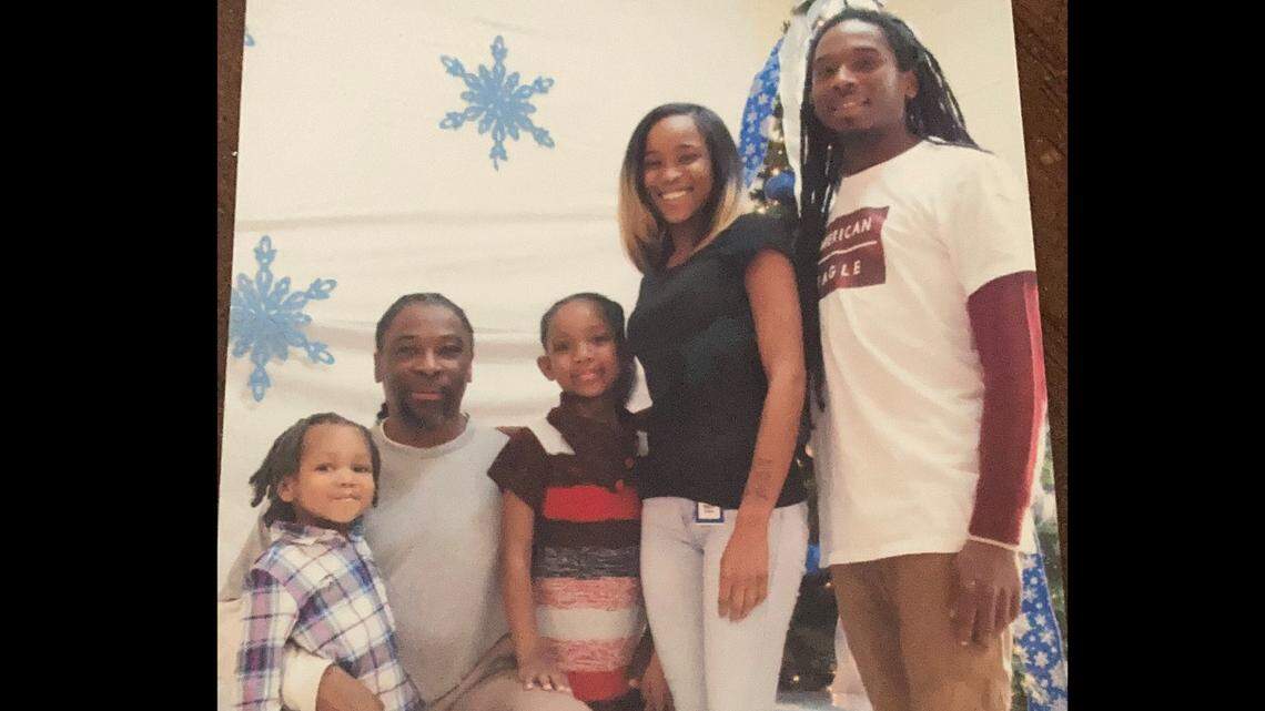 David Twitty of Charlotte, second from left, has a court hearing Wednesday, March 17, 2021, that could free him from prison. He is shown, from left, with his grandchildren Elias and Trinity, daughter Ashley, and son Travis.