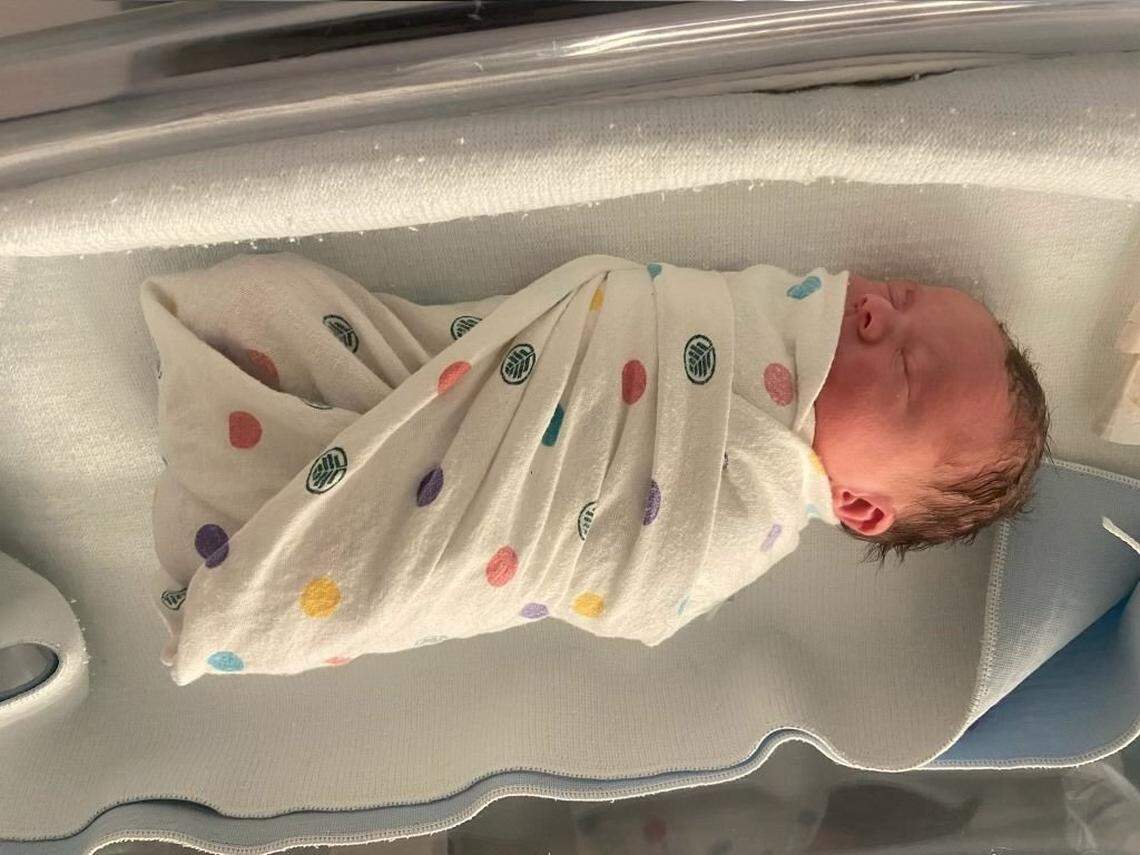 Tyson Bishop was the first baby born in Mecklenburg County at Atrium Health Carolinas Medical Center in 2023.