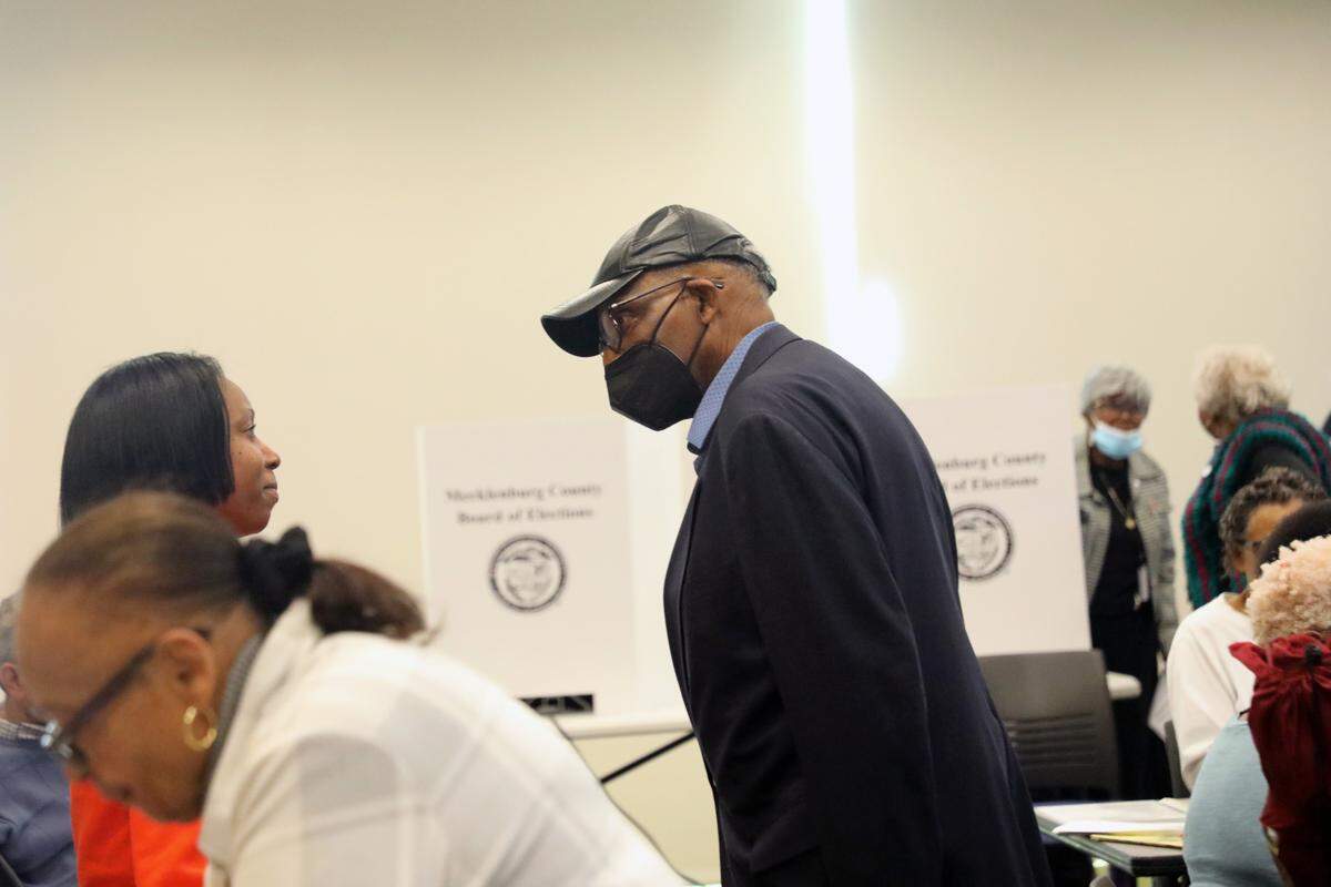 Early voting at the polling place in the Allegra Westbrooks Regional Library in Charlotte, N.C. on October 17, 2024.