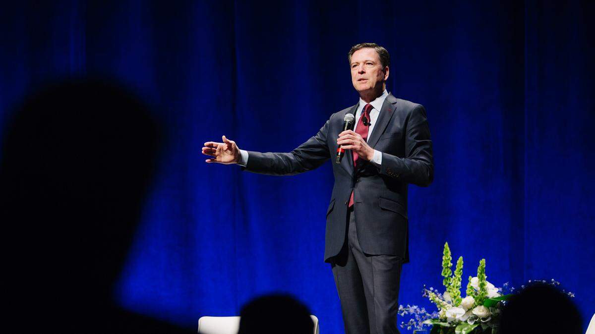 Charlotte, NC -- March 26, 2019 -- James Comey, former Director of the Federal Bureau of Investigation (FBI) from 2013 until his dismissal in May 2017, speaks in North Carolina.