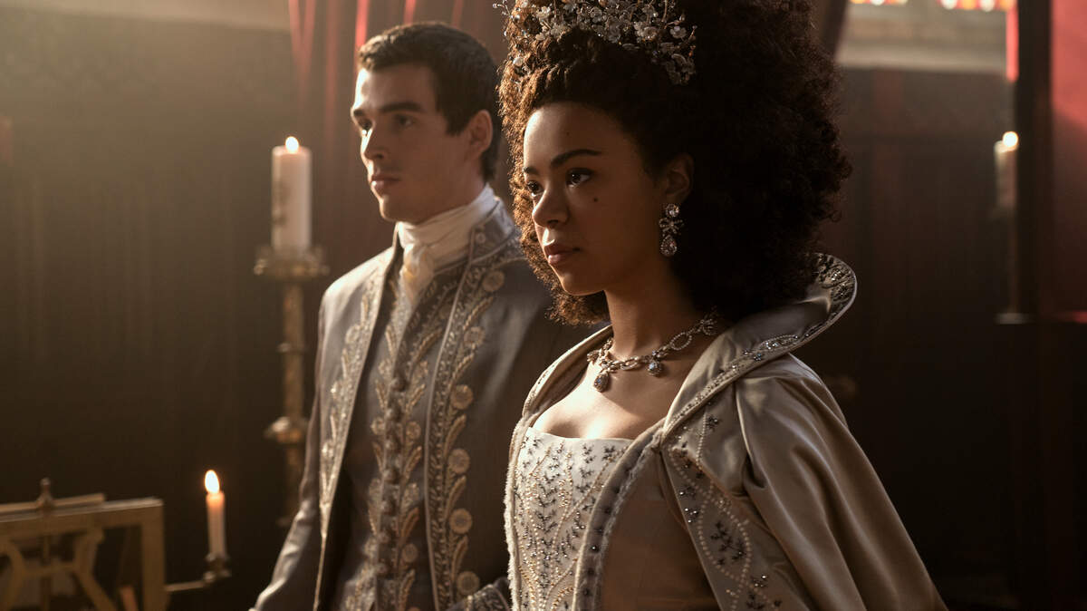 In “Queen Charlotte: A Bridgerton Story,” Corey Mylchreest plays Young King George and India Amarteifio plays Young Queen Charlotte.