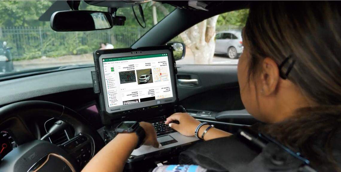 Atlanta-based Flock Safety Automated License Plate Reader cameras capture and compare plate information in police and FBI databases. Information is stored by time of day and broken by vehicle make and color.