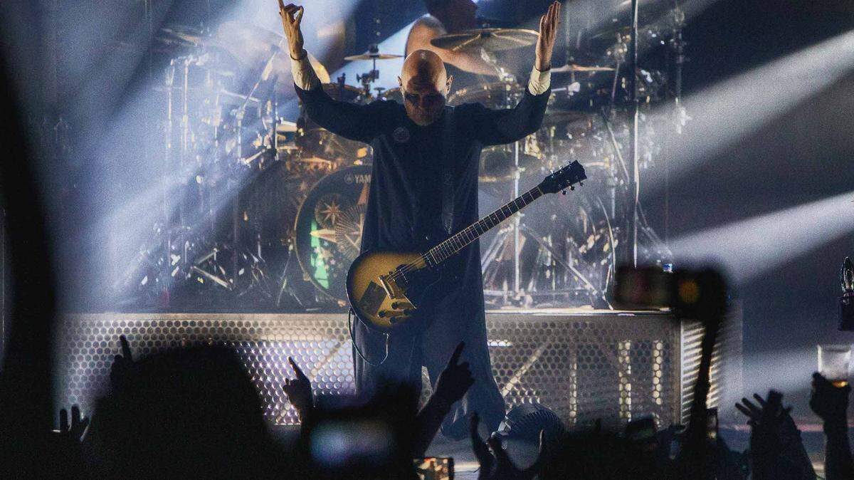 Smashing Pumpkins frontman Billy Corgan performs at PNC Music Pavilion in Charlotte on Tuesday night.